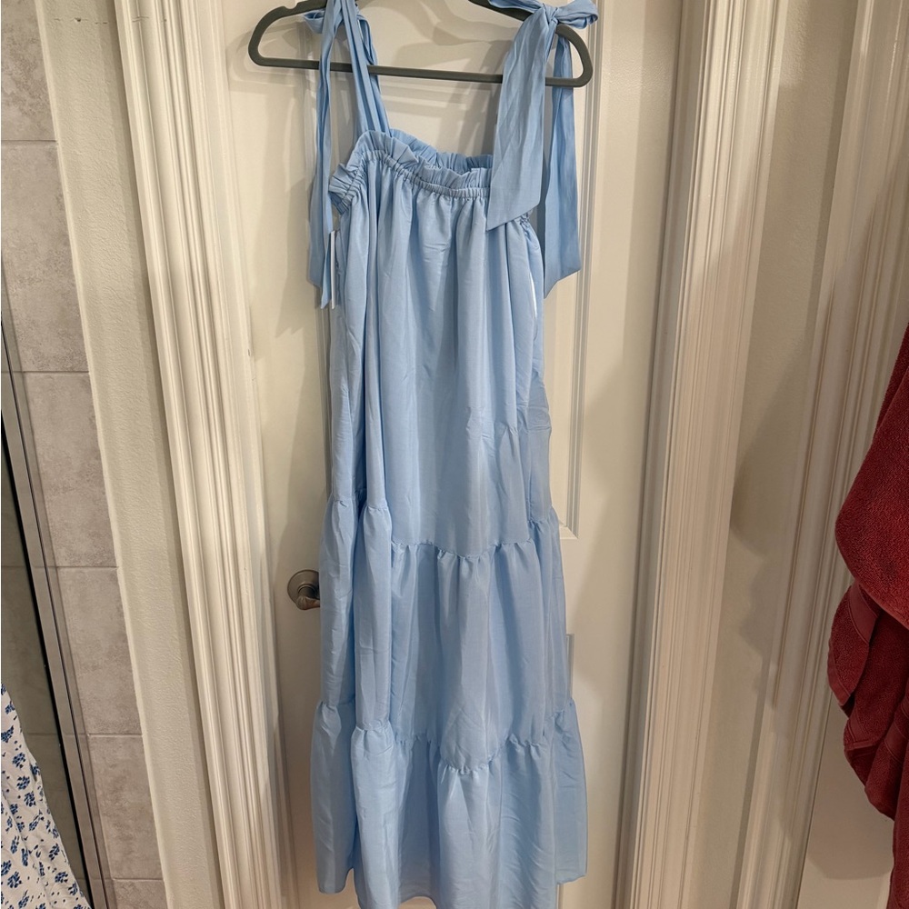 Blue tiered maxi dress